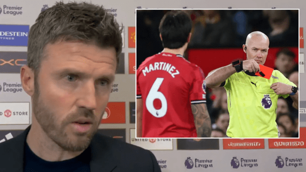 이례적 분노! "최악의 오심이다" 맨유 캐릭 감독, '하위권 팀'에 1-2 패배 후 리산드로 퇴장 장면 두고 "완전 잘못 판정" 공개 불만 표출