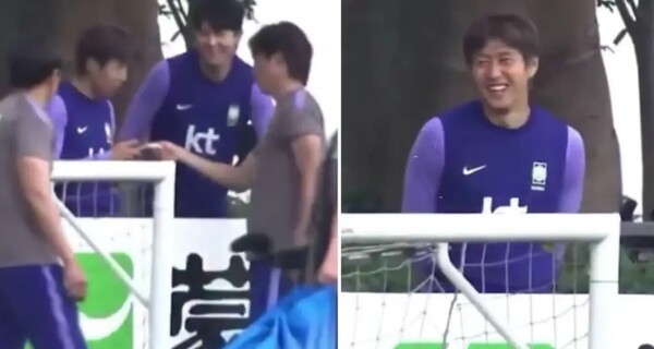 '강인이, 너 휴대 전화 압수!' 홍명보 감독, '교사 빙의' 훈련 도중 이강인, 훈계에 폭소...英 "세계적인 스타도 학교처럼 똑같은 대우"